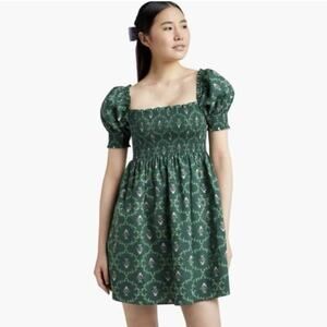 Hill House Home The Ellie Nap Dress in the Emerald Trellis Size S